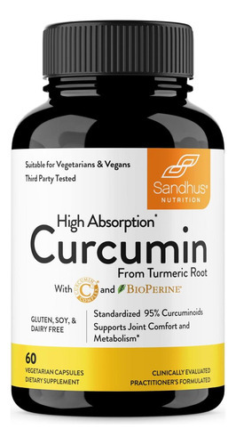 Complexo Sandhus Curcumin C3 Com Bioperine 60 Cápsulas - Não