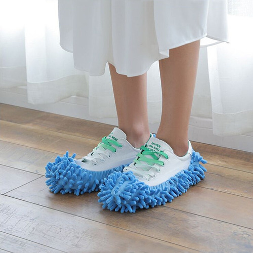 Chinelos Single Chenille Mop Wipe Shoes Lazy Shoe Mop Caps S - Imagem 2
