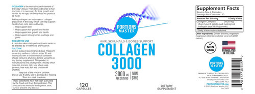 Porções Mestre Colágeno 3000mg - 120 Cápsulas, Não -ogm, Pel - Imagem 4