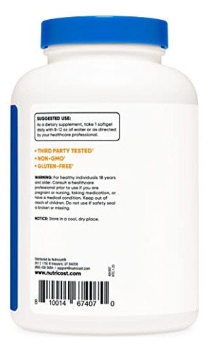 Nutricost Cápsulas Softgel De Óleo De Coco (1000mg) 240 Soft - Imagem 3