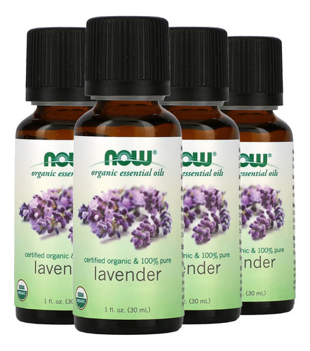 Óleo De Lavanda Now Foods 30 Ml Orgânico Importado 4un