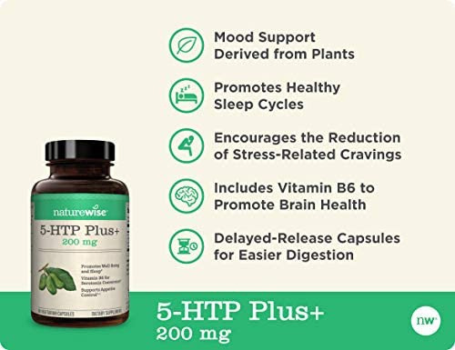 Naturewise 5-htp 200mg Suporte Ao Humor, Auxiliar Natural Do - Imagem 2