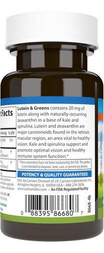 Carlson - Luteína E Verdes, 20 Mg, Suporte À Visão E Função - Imagem 2