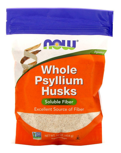 Cascas De Psyllium Husk Em Pó 454g Fibra Soluvel Now Foods Sabor Sem sabor