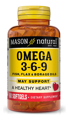 Mason Natural Omega 3-6-9, Peixe, Flx, Brg 60 Sgel Ea 1