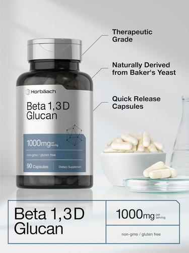 Horbäach Beta Glucano 1 3d 1000 Mg | 90 Cápsulas | Beta 1,3, - Imagem 4