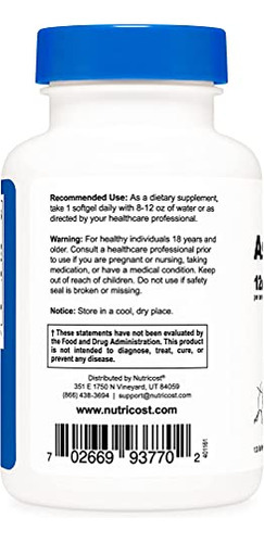 Suplemento Nutricost Astaxantina 12 Mg 120 Cápsulas Gelatino - Imagem 3