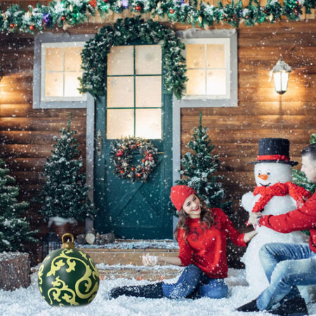 Enfeites De Bola Decorados De Natal Infláveis De Pvc Grandes - Imagem 5