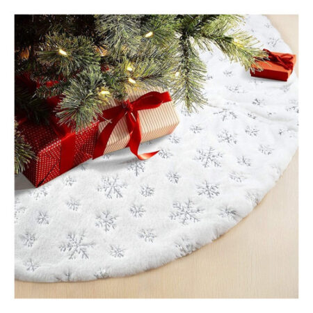 Saia Árvore Natal Frisado Floco Neve 120cm Branco Decoração — foto 9 Saia Árvore Natal Frisado Floco Neve 120cm Branco Decoração — foto 9
