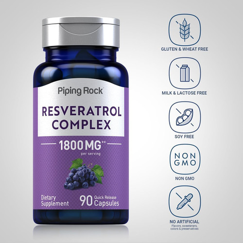 Complexo De Resveratrol De Rocha De Tubulação 1800 Mg | 90 C - Imagem 3