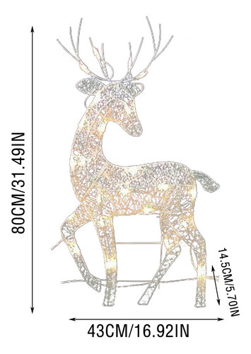 Kit 3 Enfeites De Natal De Renas Deer Glow Led Garden Kid - Imagem 4