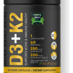 Green Royalty Vitamina Diu + K2 200mcg Soft-gels | 2 Em 1 D3