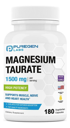 Puregen Labs Taurato De Magnésio 1500 Mg Por Porção [alta Po