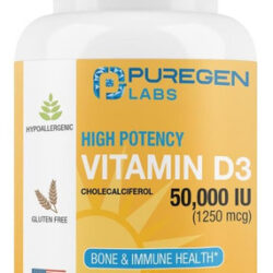 Puregen Labs Vitamina D3 50.000 Ui (1250 Mcg) Fornecimento D