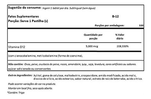 Vitamina B-12 Marca Natrol, 5000 Mcg, 100 Comprimidos, Moran - Imagem 3