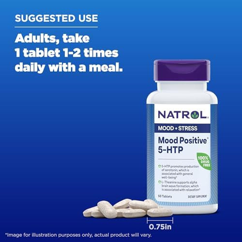 Natrol Mood Positive 5-htp 50 Mg Com L-teanina, Vitamina B6, - Imagem 6