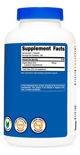 Suplemento Nutricost Maca Root 750 Mg 180 Cápsulas - Imagem 5
