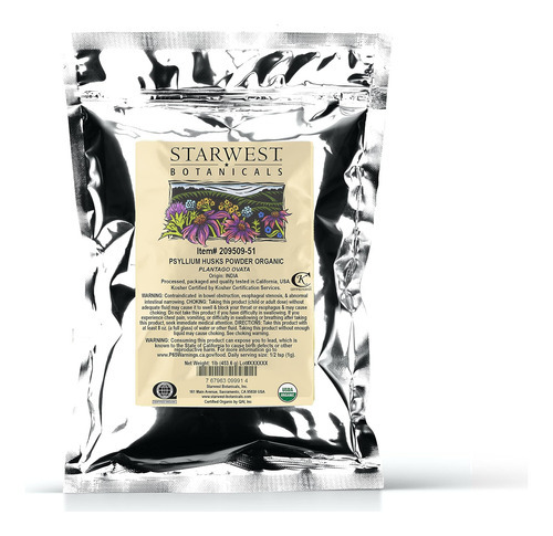 Pó De Casca De Psyllium Orgânico Starwest Botanicals, 1 Lib