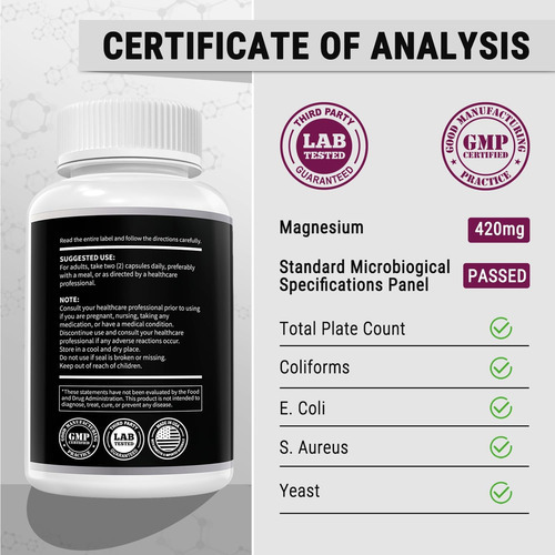 Suplemento De Complexo De Magnésio 420 Mg - 30 Mg De Vitamin - Imagem 6