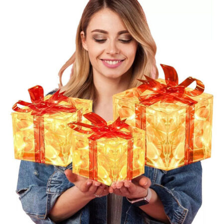 Novo Caixa De Presente Decorativa De Natal De 3 Peças Bem - Imagem 17