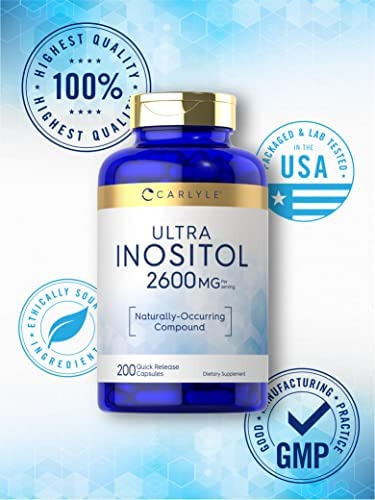 Carlyle Inositol Cápsulas 2600mg | 200 Contagem | Suplemento - Imagem 5