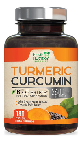 Suplemento De Curcumina De Cúrcuma 2600 Mg Com Extrato De Pi