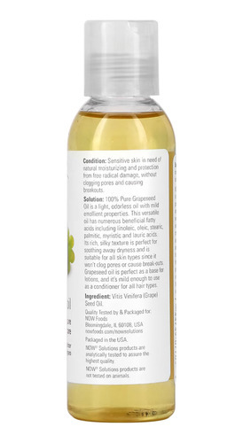 Óleo De Semente De Uva 118ml Now Foods Grapeseed Oil 4un - Imagem 4