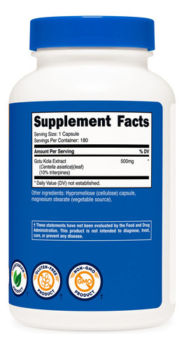 Suplemento Nutricost Gotu Kola 500mg 180 Cápsulas - Imagem 6