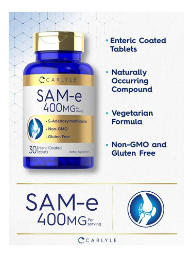 Suplemento Carlyle Sam-e 400 Mg | 30 Comprimidos | Comprimid - Imagem 2