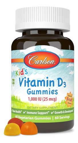 Carlson - Gomas De Vitamina D3 Para Crianças, 1000 Ui (25 Mc