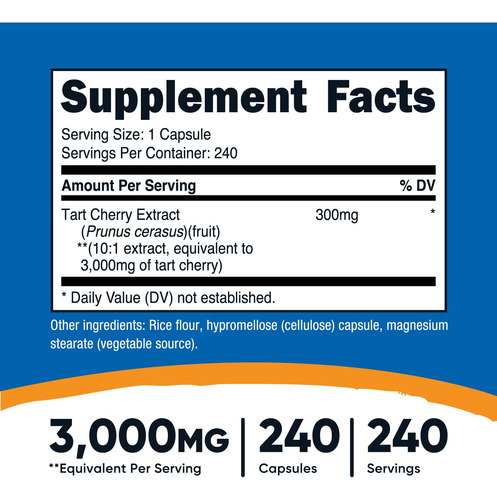 Suplemento Nutricost Tart Cherry Extract 3000 Mg 240 Cápsula - Imagem 2