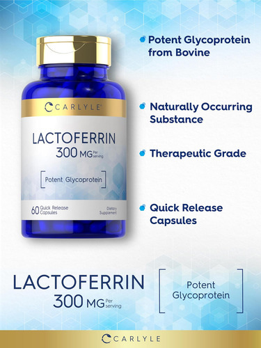 Suplemento De Lactoferrina Carlyle | 300mg | 60 Cápsulas | N - Imagem 3