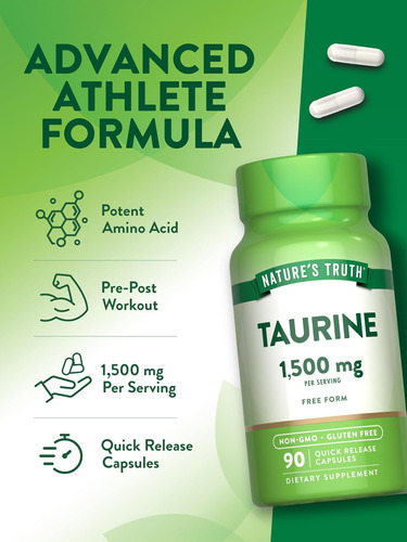 Suplemento Taurina Da Verdade Da Verdade | 1500mg | 90 Cápsu - Imagem 5
