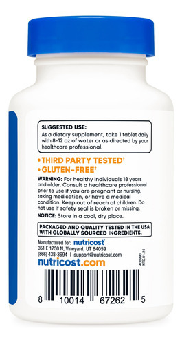 Suplemento Nutricost Kelp Tablets 325mcg Iodo 240 Comprimido - Imagem 5