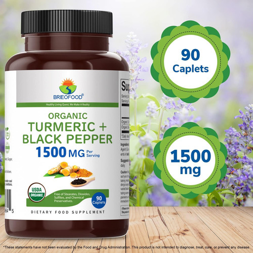 Cúrcuma Orgânica Brieofood Com Pimenta Preta 1500mg, 45 Porç - Imagem 6