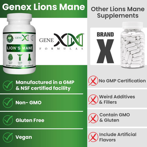 Suplemento Genex Formulas Lions Mane Com 100% Extrato De Lio - Imagem 4