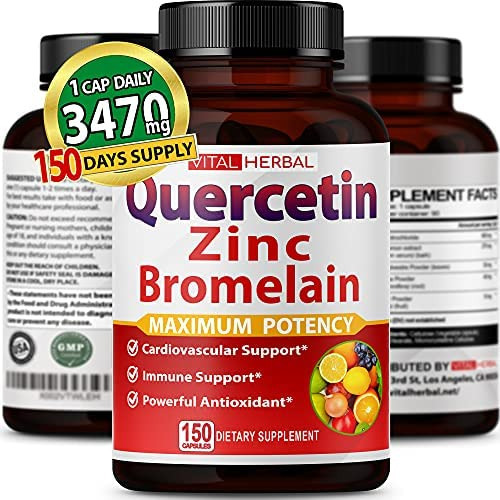 Quercetina De Pureza Premium 98% Com Cápsulas De Bromelaína
