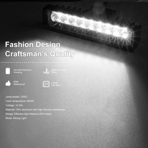 2 Faróis, 18 Barras De Led 54w Strobe 6000k Para Moto 4x4 Su - Imagem 2