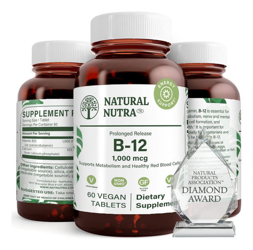 Natural Nutra Vegan Vitamina Bmcg, Suplemento De Cobalamina