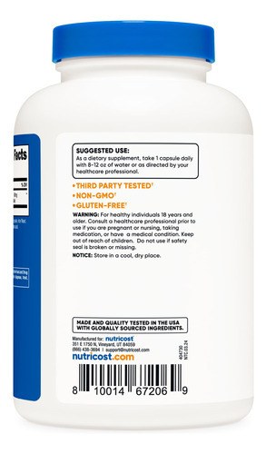 Suplemento Nutricost White Willow Bark 600mg 240 Cápsulas - Imagem 5
