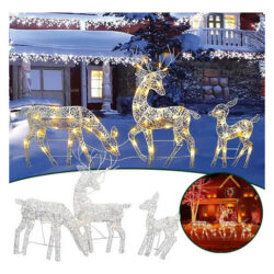 Família De Alces Natal Com Três Decorações Natal Jardim Led