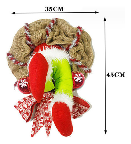 Coroa De Pelúcia De Natal Grinch Para Decoração De Portas - Imagem 6
