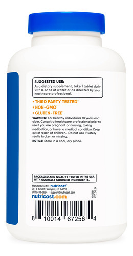 Suplemento Nutricost L-lisina 1000 Mg 120 Comprimidos - Imagem 5