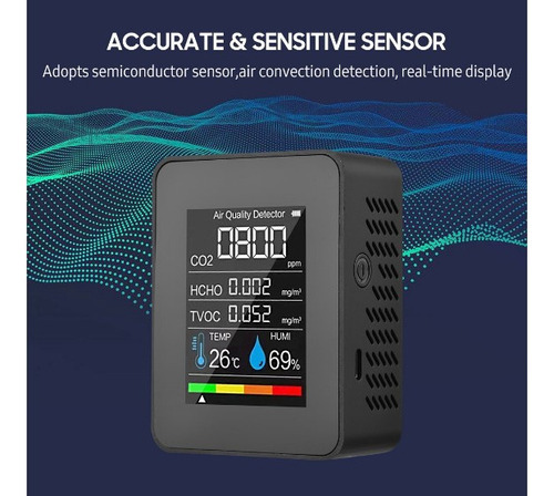 Detector De Qualidade Do Ar Formaldeído Tvoc Sensor Co2 Pm2. - Imagem 9