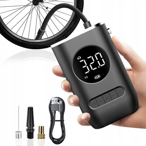 A Bomba De Ar Portátil Calibra Enche Pneus De Carro, Bicicle