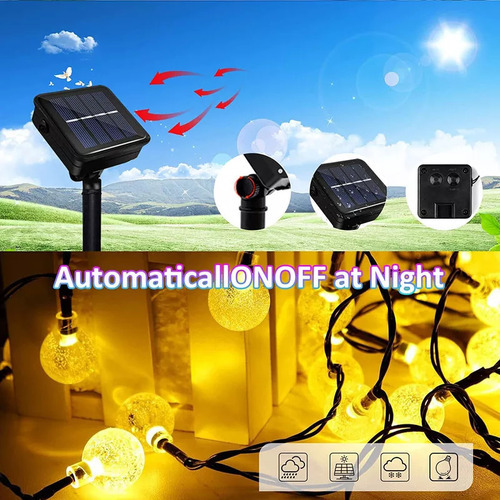Cordão Varal 200 Leds Bolinha Cristal 22m Luz Solar - Imagem 8
