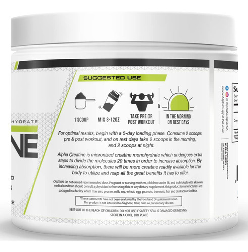Creatina Monohidratada Em Pó Alpha Supps 300g - 60 Porções - Imagem 3