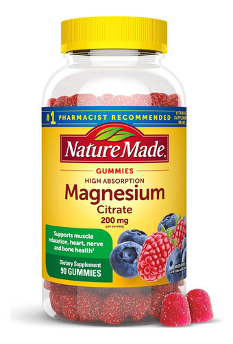 Citrato De Magnésio De Alta Absorção Nature Made 200 Mg Por