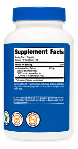 Suplemento Nutricost Marshmallow Root 5000 Mg 120 Cápsulas - Imagem 6