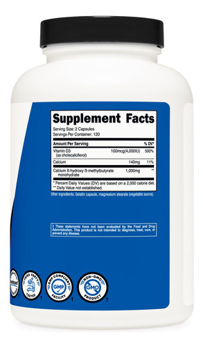Suplemento Nutricost Hmb 1000mg E Vitamina D3 4000iu 240 Ca - Imagem 4